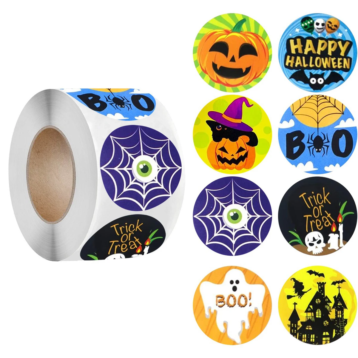 100/500 Stück Halloween-Aufkleber, Happy-Halloween-Aufkleber, Geschenkverpackungsetikett, Scrapbook-Aufkleber für Halloween-Dekoration, Party-Geschenk