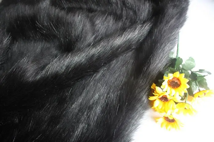 Good quality faux fur fabric Pile 5cm black imitation mink felt cloth,Plush fabrics for sewing