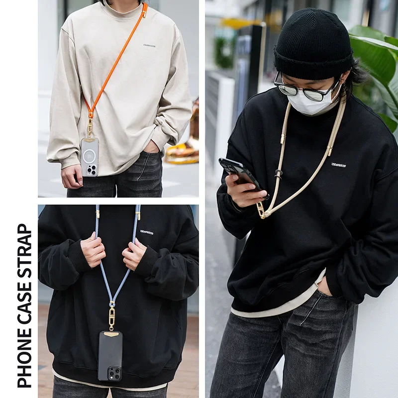 High-end mobile phone lanyard gasket Long crossbody back woven mobile phone rope Outdoor anti-lost neck rope Wrist chain