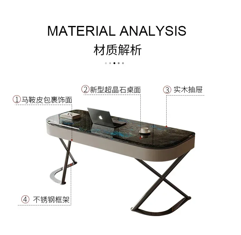 High-End Natural Super Crystal Stone Desk Modern Minimalist Study Desk Reception Table