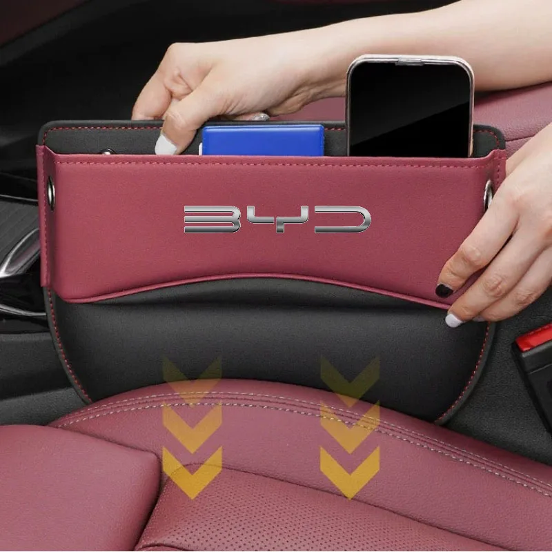 

Car Seat Side Storage Pocket For Car Seat Gap Filler Organizer Leather Box for BYD Tang F3 E6 Atto 3 Yuan Plus Auto Accessories