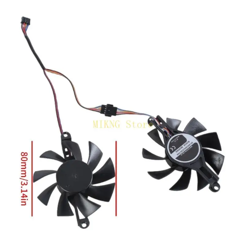 Parte reemplazo ventilador enfriamiento 4pin 80 mm para RX580 2048 Tarjeta gráfica Mejor venta