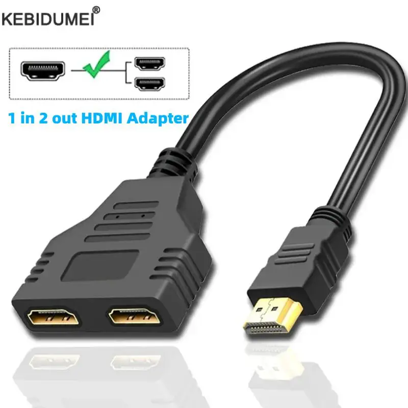 HDMI 분배기, 1080P 듀얼 포트 Y 분배기, 1 인 2 아웃 케이블, 수-암 어댑터, LCD TV 박스 PS3 HDMI 호환 분배기 