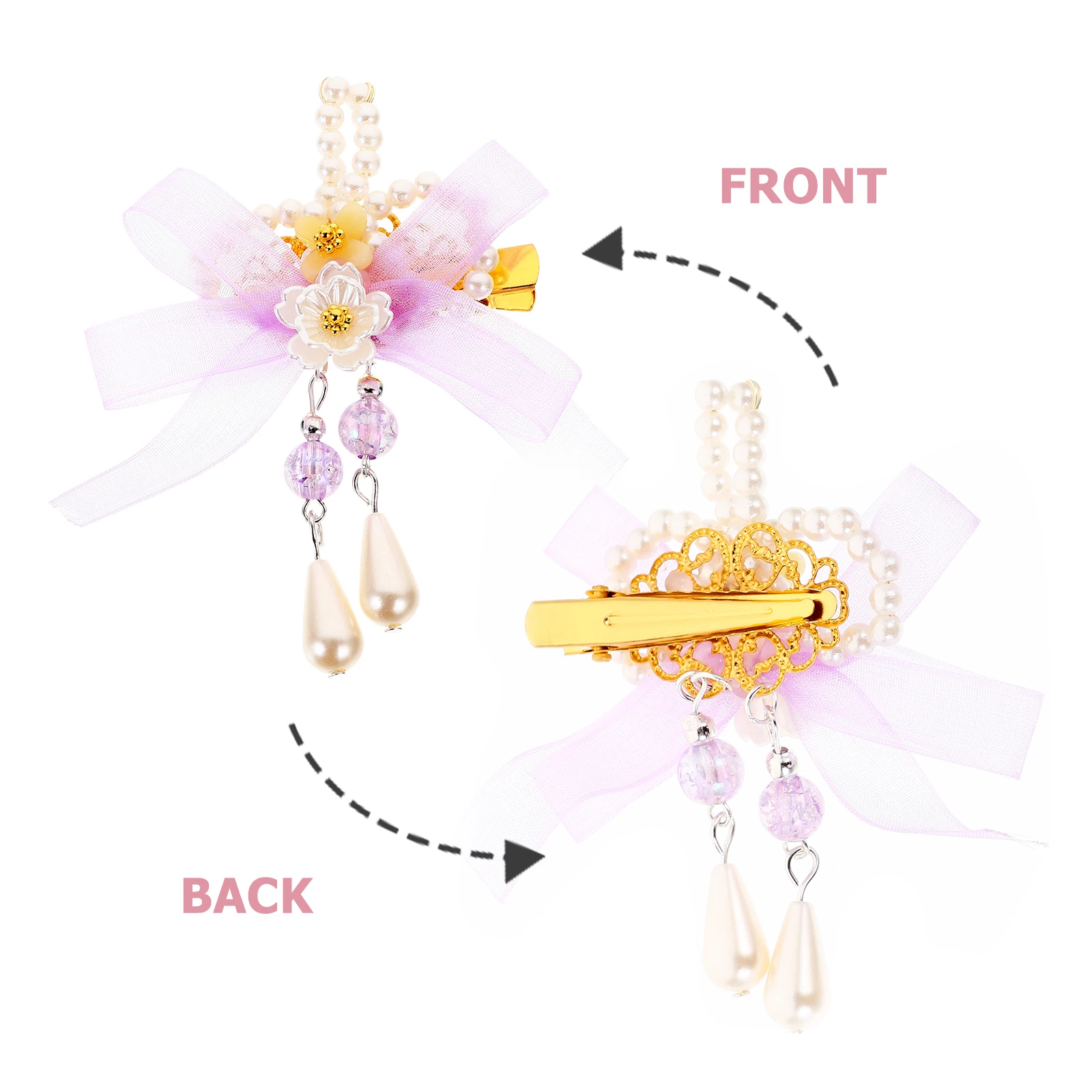 

2pcs Hair Clips Pearl Decoration Lightweight Women Girls Wedding Party Accessories Tassel Flower Clip Design