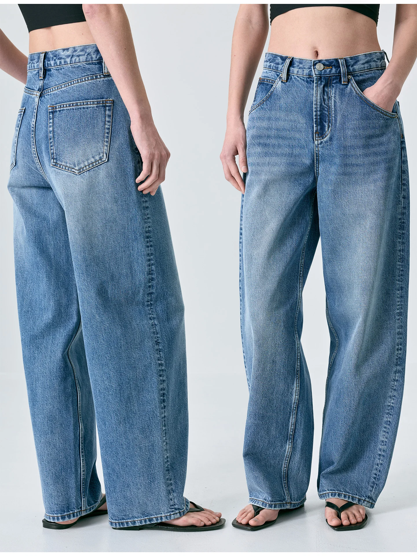 

Classic High Waist Loose Fit Wide Leg Denim Jeans Women's Straight Cut Blue Jeans Waed Casual Trousers for Pear aped Body