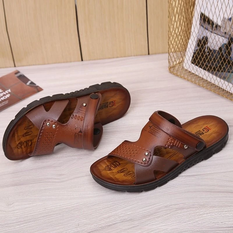 Zapatos de punta abierta para hombre, sandalias antideslizantes de alta calidad para la playa, calzado transpirable de dos usos, zapatos de verano