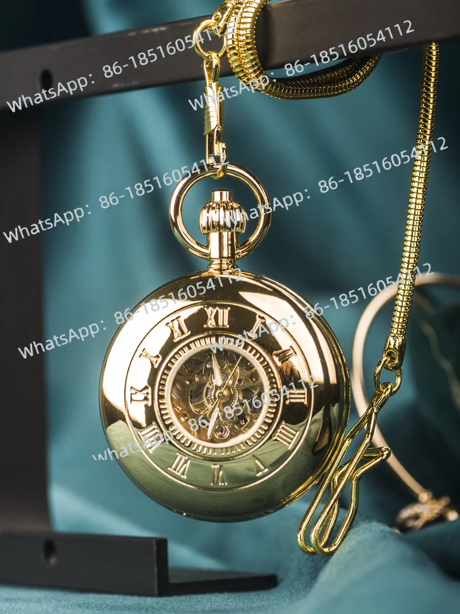 

Roman Holiday, Copper Automatic Mechanical Pocket Watch, Pendant Watch, Retro Flip, Old Shanghai Digital Large Dial