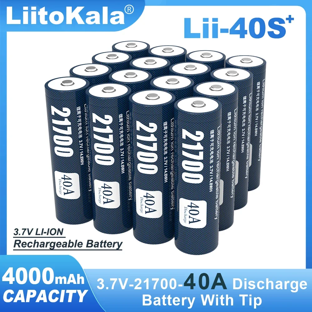 Liitokala Lii-40S Tip 3.7V 4000mAh 21700 For Flashinglight High-capacity 100% Original Lithium Battery