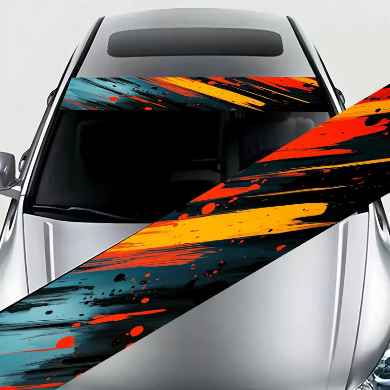 

A piece of colorful graffiti brush stroke decorative painting car shade front sticker for car SUV truck, vehicle outdoor