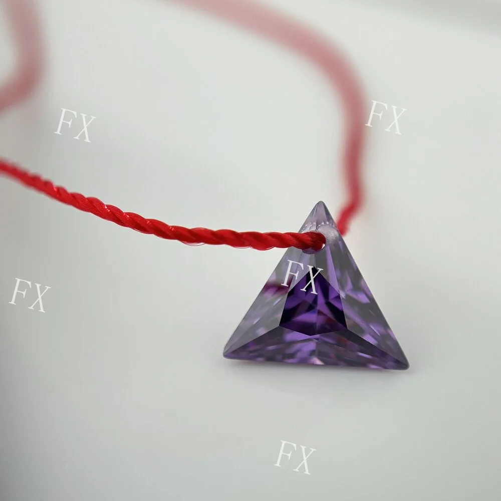 Single Hole Beads Cubic Zirconia Stones 5A Triangle Amethyst Stone Loose CZ DIY Jewelry Beads  With Holes Free Shipping