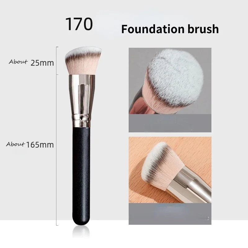 Fluffy At-Pinceau de maquillage pour fond de teint, correcteur, couverture inclinée sans couture, cercle foncé, crème liquide, contour, mélange, 170, 270/370