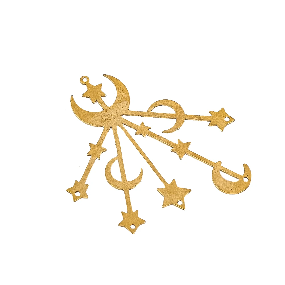 2pcs DIY Crystal Suncatcher Making Supplies Brass Star Moon Phase Pendant Connector Wind Chimes Parts Hanging Decor Accessories - view 5