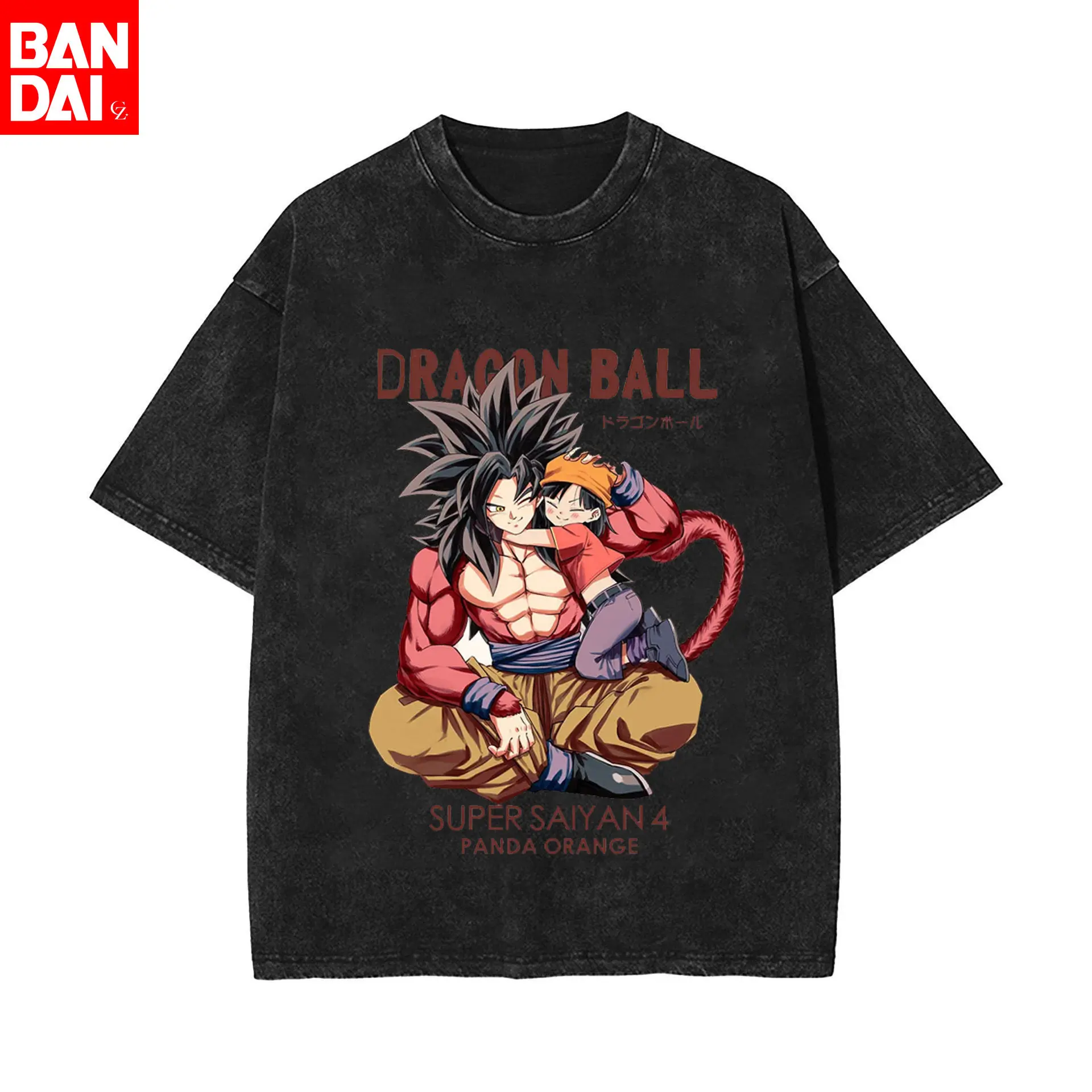 Camiseta Dragon Ball GT Goku Super Saiyan 4 con Pan, estilo vintage lavado, oversize, gráfico, para hombre y mujer, colección verano 2026