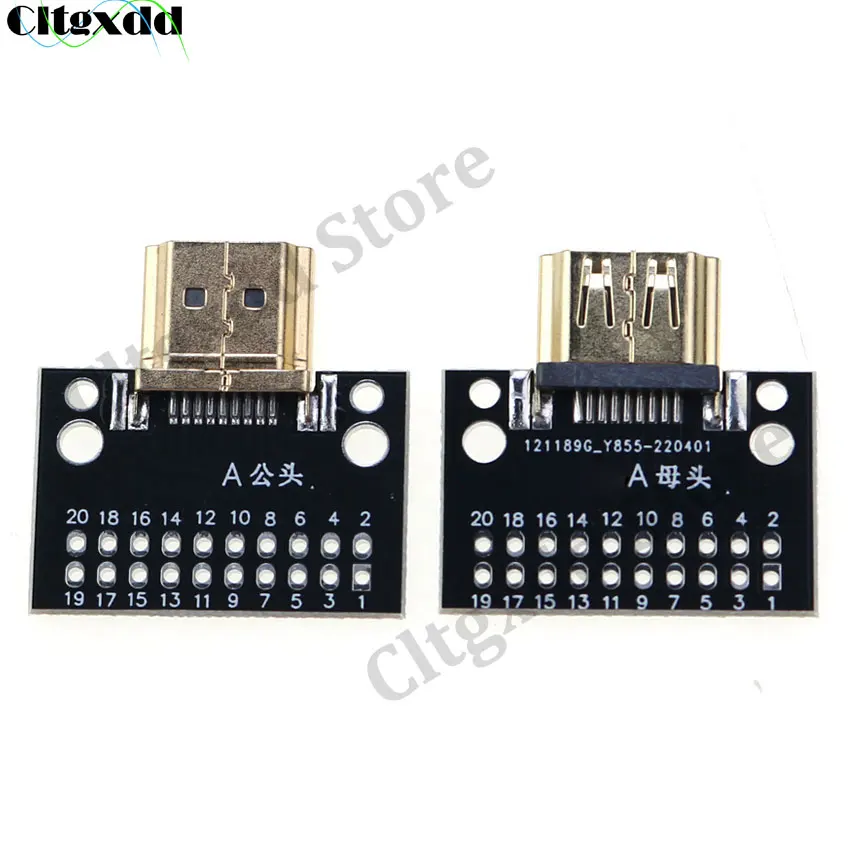 Cltgxdd 1 Piece 19Pin 19P Compatible-HDMI Connector Plug Gold-Plated With PCB Board Male and Female Test Board Solder Type A