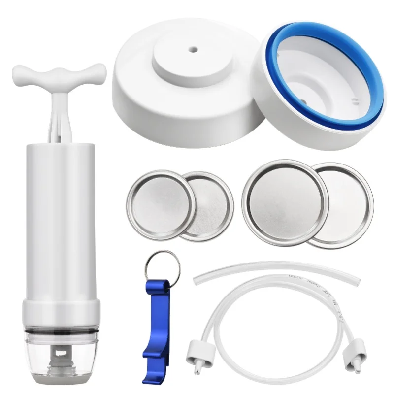 Kit de scellage sous vide pour bocaux Mason, avec ouvre-bocal, pompe à vide manuelle pour bocaux Mason à large ouverture et régulière