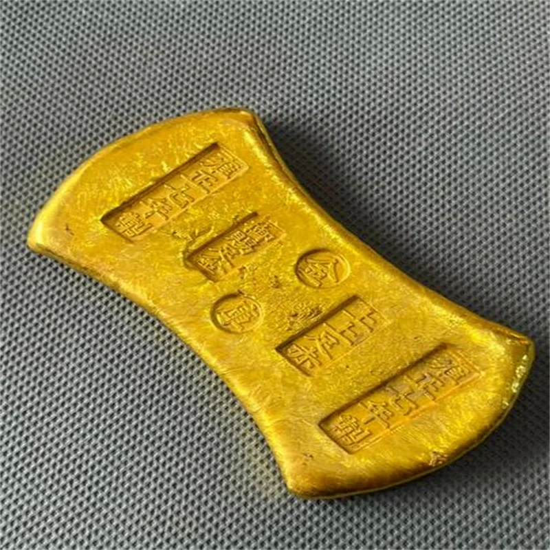 China antike Sammlung rotundity große goldene bar gold bullion barren Yuanbao Familie dekoration metall handwerk