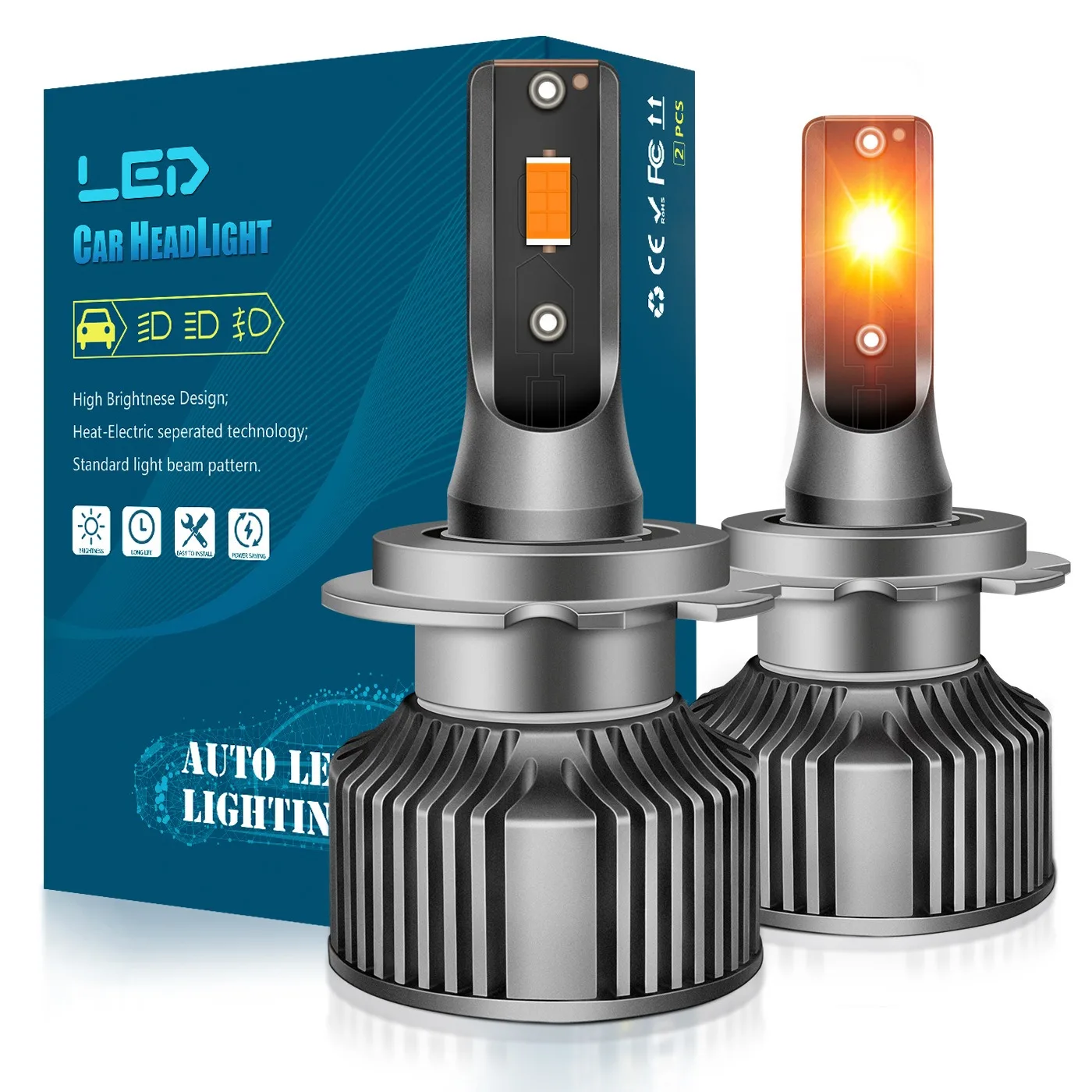 

PSX26W P13W LED Headlight Bulbs 12V 50W 2000K Amber Light Super Bright Waterproof