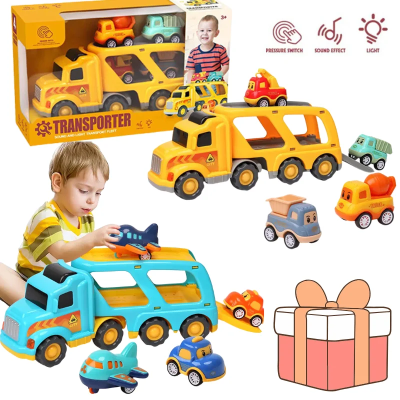 NEW 2027 Gift Box Die-casting Transport Truck Toy Engineering Vehicle Model Set Education Car Toy for Christmas NEWYEAR Gift
