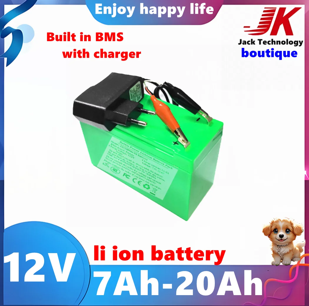 

JK 12V 7Ah 8Ah 10Ah 12Ah 15Ah 20Ah li ion lithium battery for sprayer scale Access control children toy airplane + 1A charger