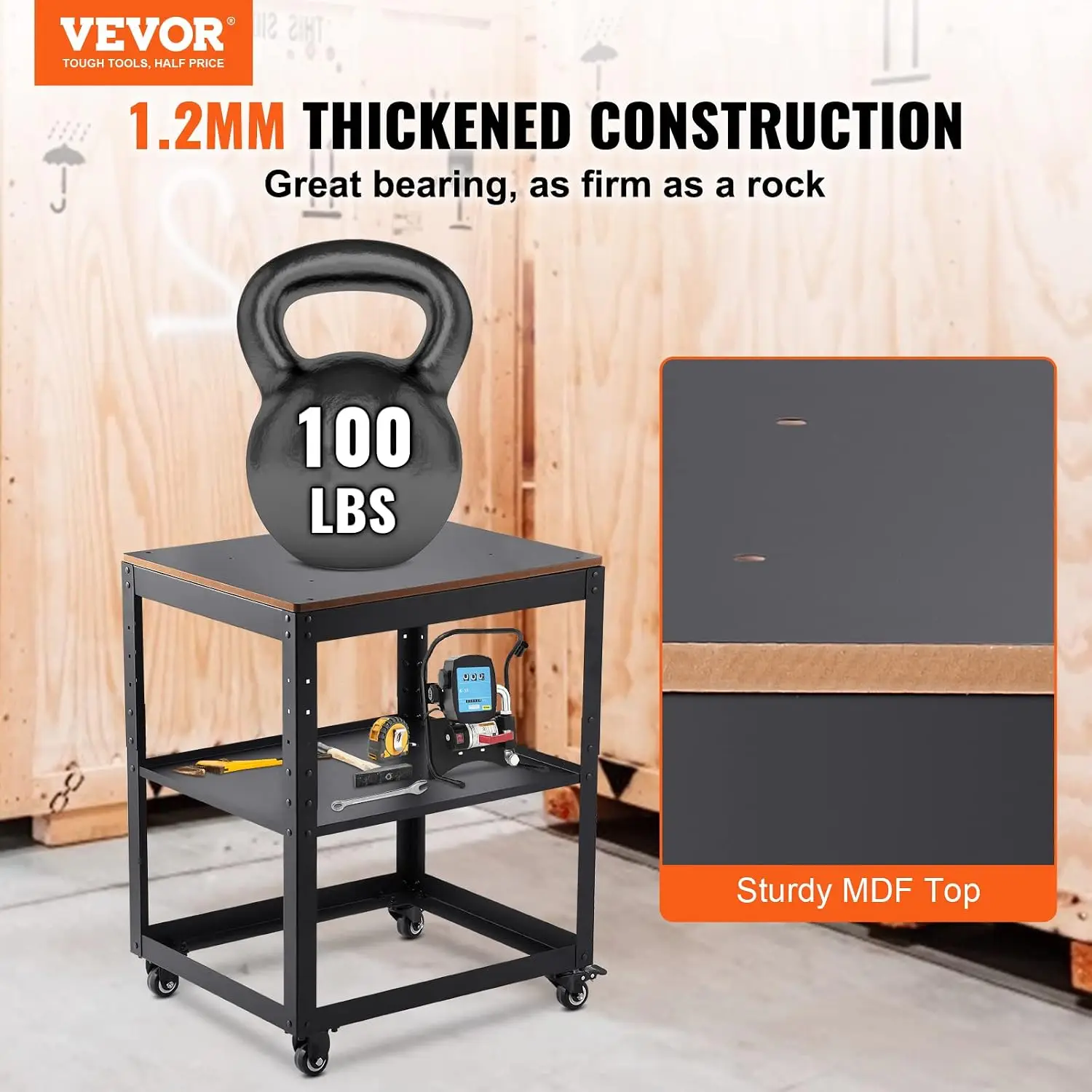 Thickness Planer Stand, 100 lbs heavy loads, Three-Gear Height Adjustable Thickness Planer Table,with 4 Stable Casters & Storage