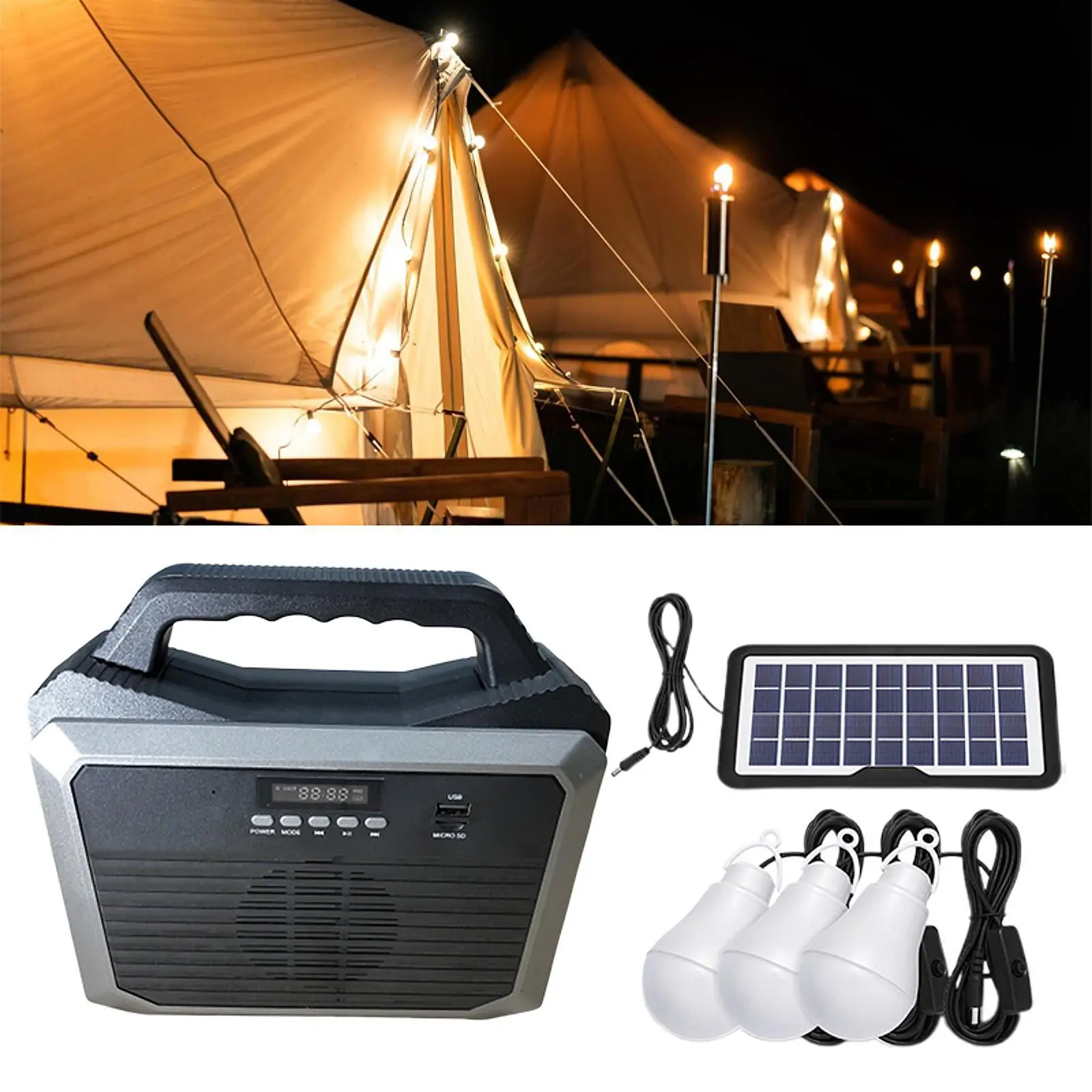 LED Camping Lantern Lightweight Solar Powered for Emergencies Storms Hiking