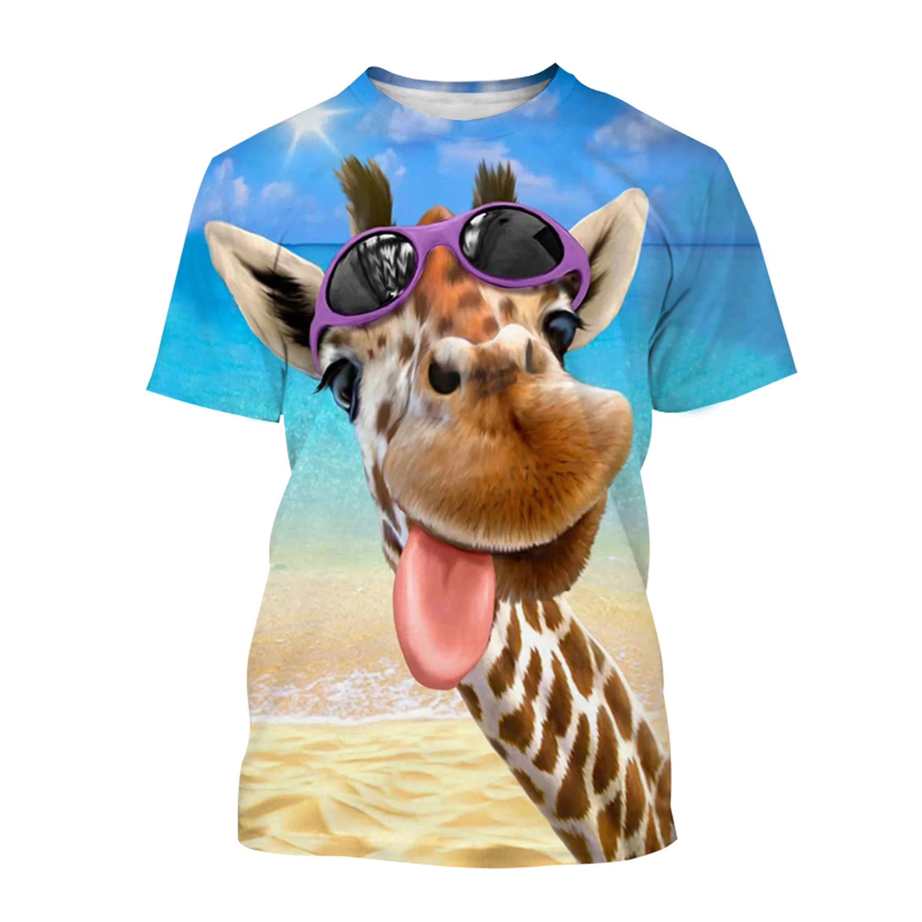 

Hot Sell Summer Men Clothes 3d Print Animal Giraffe Male Fashion Vintage Short Sleeve T-Shirts Men Casual Short Sleeve T Shirt