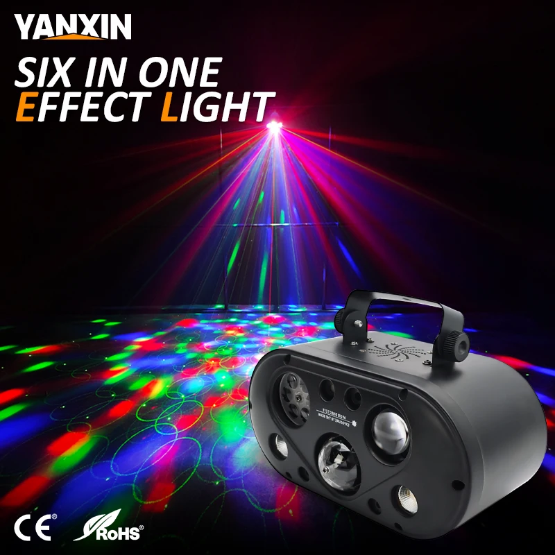 

40W 6-in-1 LED Stage Effect Light, DMX512 Sound Activated Pattern Magic Ball Laser Strobe Light for Disco KTV Home Party