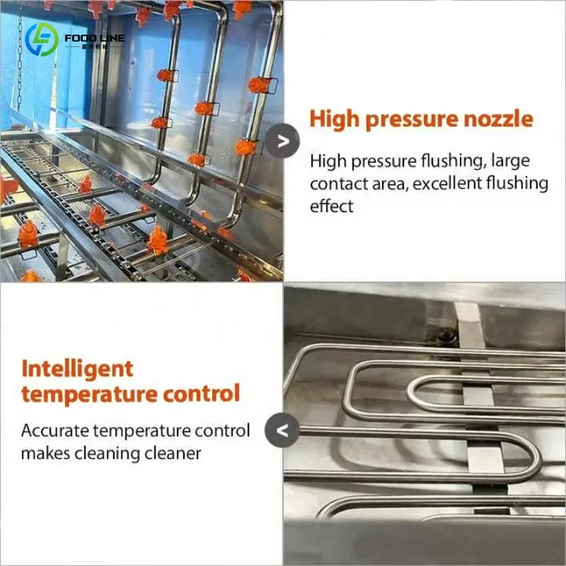 Customized Tunnel Type Washing Machine Plastic Bread Cake Tray Seafood Crate Basket Cleaning Equipment