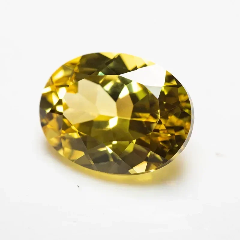 Lab Grown Sapphire Oval Shape Canary Yellow Color Quality Pendant Gemstones For Charms Jewel Making Selectable Certificate