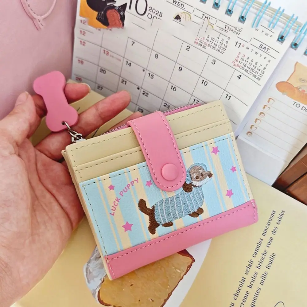 المحمولة الدوبامين اللون الألماني التطريز محفظة نسائية للعملات المعدنية سستة الحقيبة الكرتون محفظة من البولي يوريثان Ins الكورية نمط البند الصغيرة حقيبة السفر