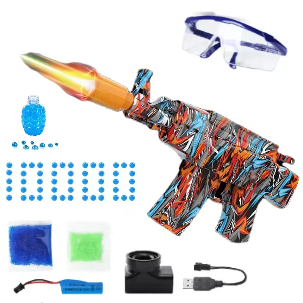 Arma de brinquedo de bola de água gel elétrico para meninos, AK47, luz flamejante, pistola, atirador, arma, luta CS, jogo ao ar livre, Novo, 2022