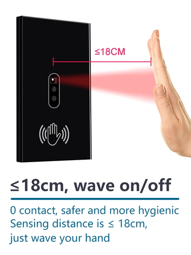 Imagen 2 del producto LOUYSGEN No necesita contacto IR interruptor de luz de pared Sensor de movimiento infrarrojo interruptor de Sensor de onda manual UE EE. UU. Panel de vidrio de 220V