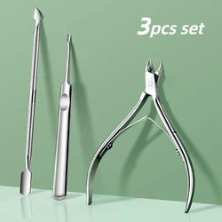 3pcs Set Nail Cuticle Nipper Scissors Trimmer Clipper Dead Skin Fork Remover Plier Pusher Stainless Steel Nail Art Beauty Tools