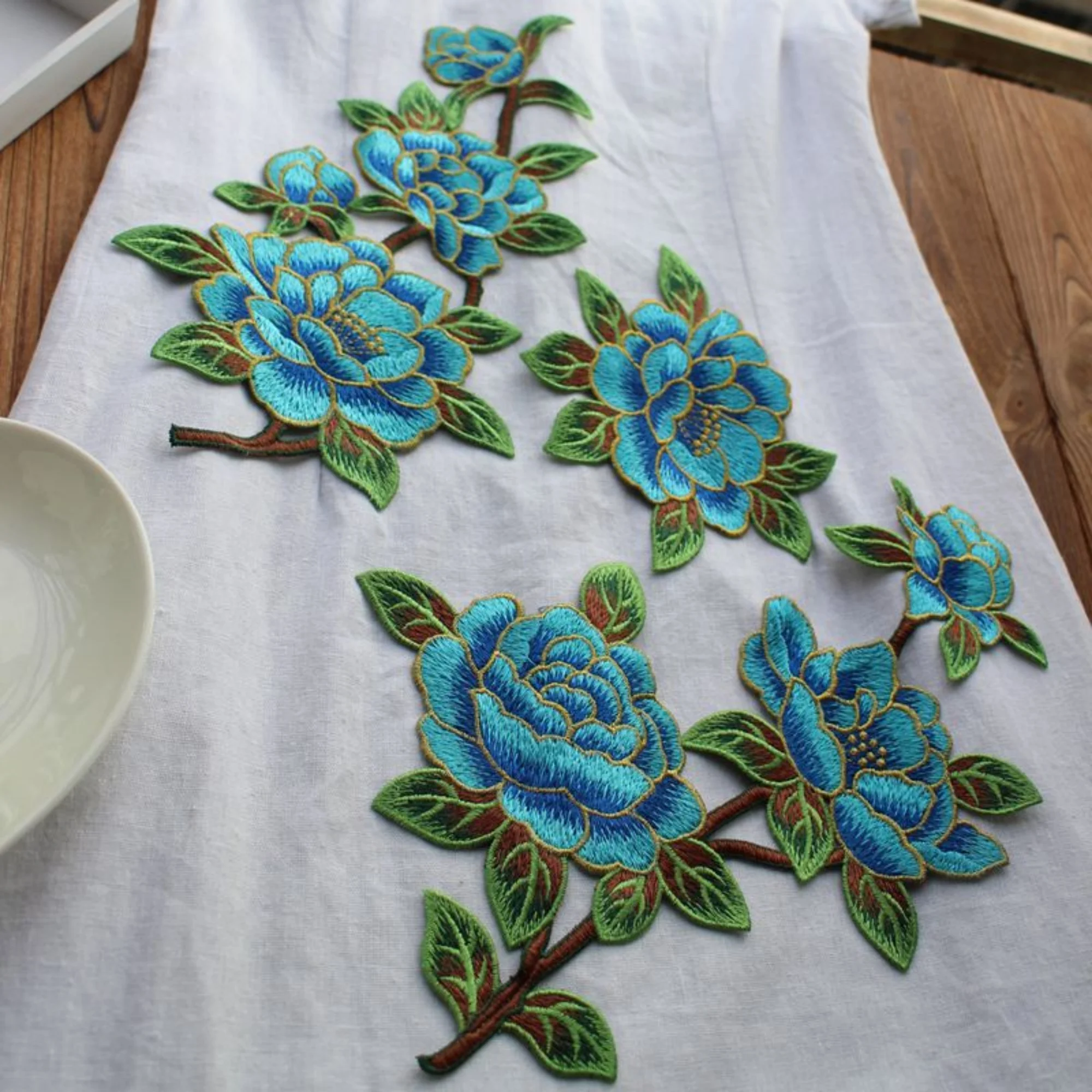 1 piece Lace Appliques,Embroidered Flowers,Patches For Wedding Supplies,Bridal Flower , Headpiece , for Dress DIY