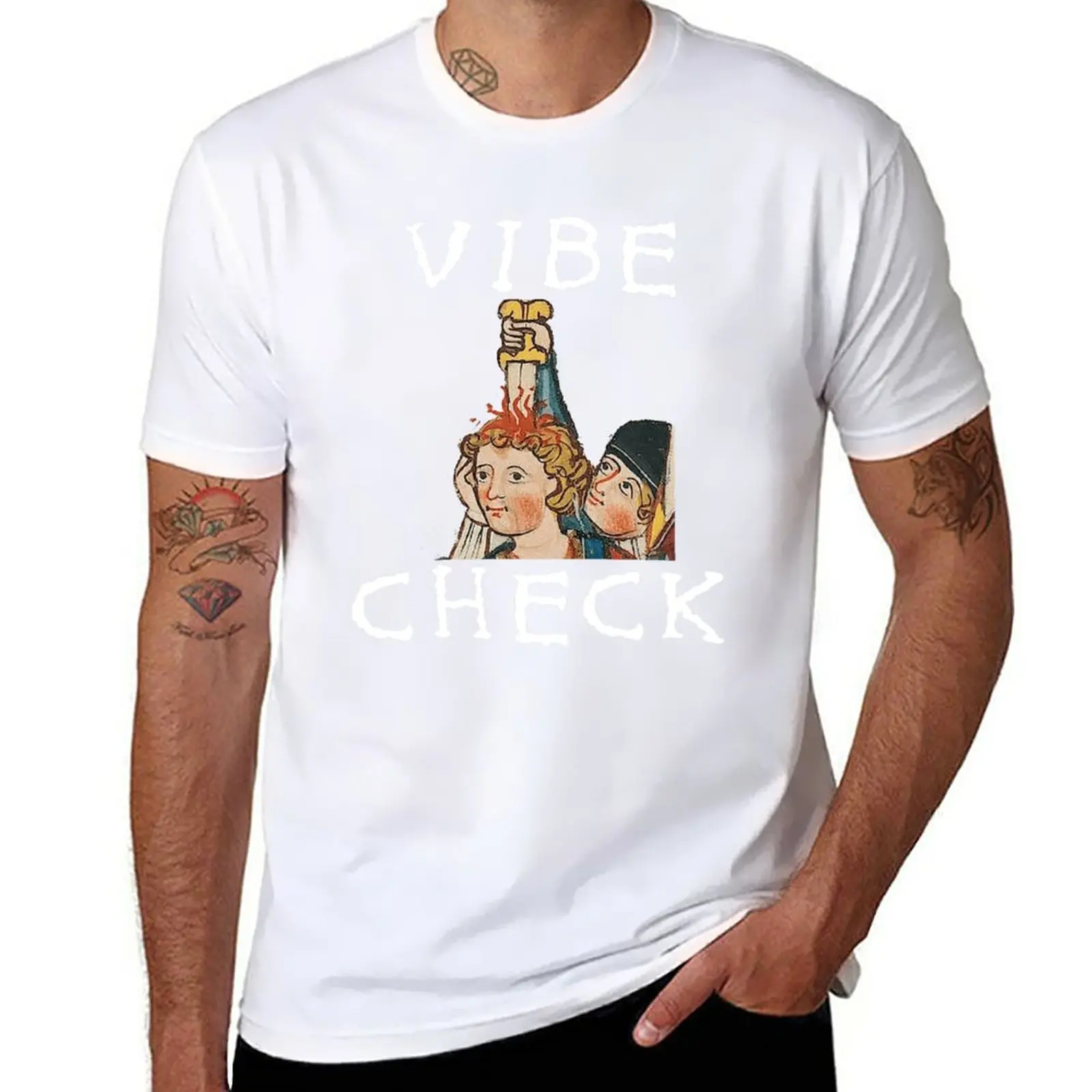 New Vibe Check - Medieval, Bayeux Tapestry Meme T-Shirt Oversized t-shirt vintage t shirt mens white t shirts