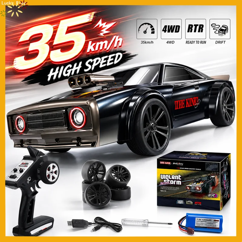 Scy 16303 1/16 2.4g Rc Car 4wd Electric High Speed Off-Road Drift Vehicle Flat Running Muscle Truck With Retro Led Light