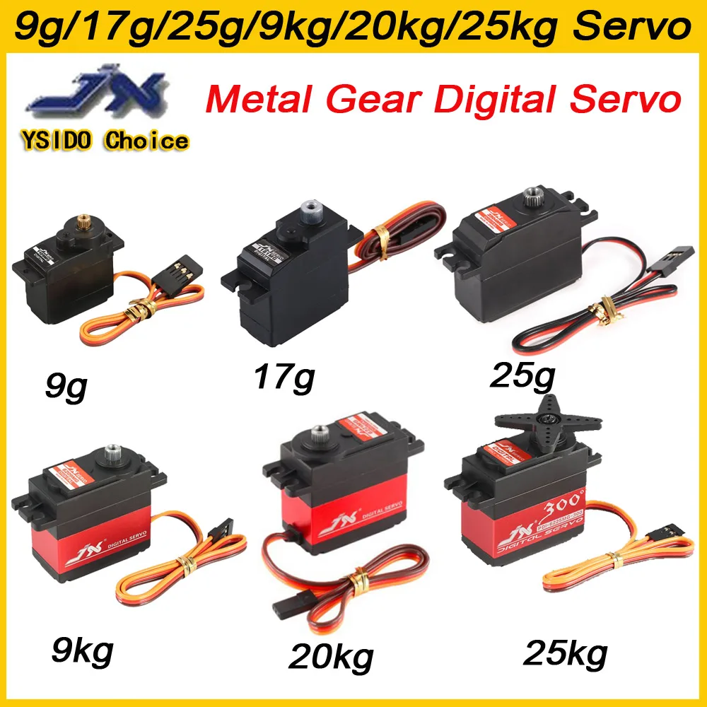 Serwo RC High Speed Metal Gears Mini Servo 9g 17g 25g 6kg 9kg 20kg 25kg Serwo do RC 1/8 1/12 1/10 RC Car Airplane Boat Robot