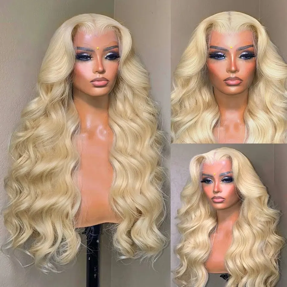 Rosabeauty Honey Blond Body Wave 613 Color 13x4 Transparent Lace Front Wig Glueless Prebleached 13x6 HD Lace Frontal Wigs Human