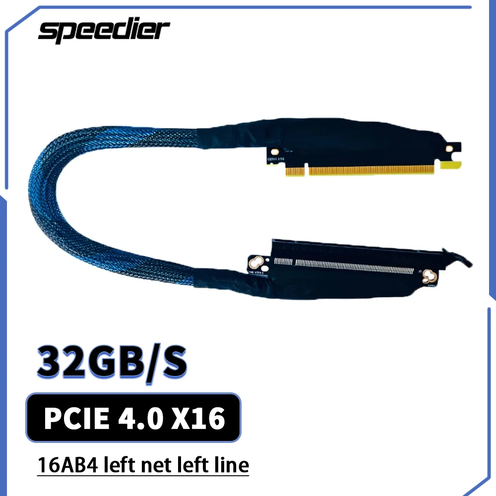 

16AB4 PCI-E 4.0 X16 Left Network Left Line Graphics Card Extension Cable GPU AI Adapter Cable Server External 30cm 40cm 50cm