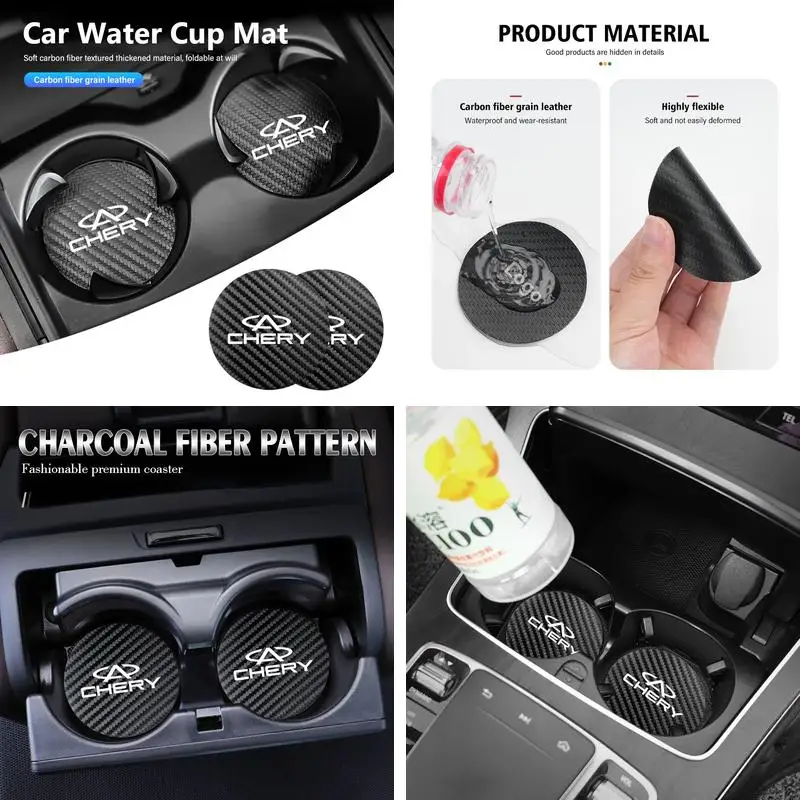 Practical Wearproof Cup Slot Leather Pad For Chery Tiggo 2 3 5 7 8 Pro Tiggo4 5X 3X QQ Fulwin Arrizo Vehicle Trim Parts
