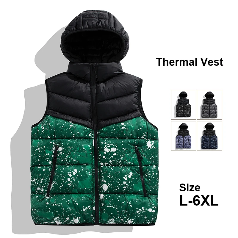 

Новые зимние мужские терможилеты, куртка без рукавов больших размеров, модные модные парки, уличный походный съемный жилет без рукавов