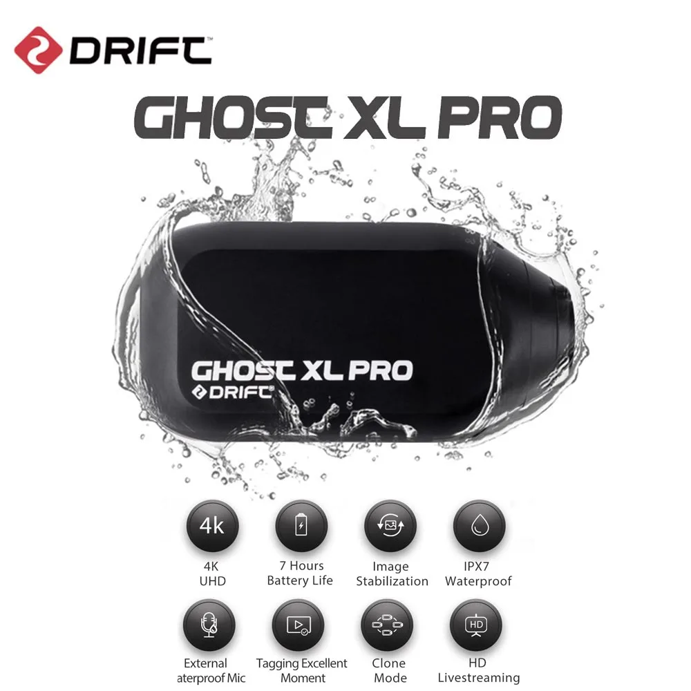 Drift Ghost XL Pro 4K+ HD Sport Action Video Camera 3000mAH IPX7 Waterproof WiFi Helmet Camera For Motorcycle Bicycle Head Cam