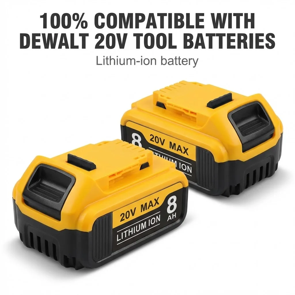 

2PACK 8.0Ah Battery Compatible with Dewalt 20V Battery DCB200 DCB201 DCB203 DCB207 & DCD DCF DCG Series (Not Made in Dewalt