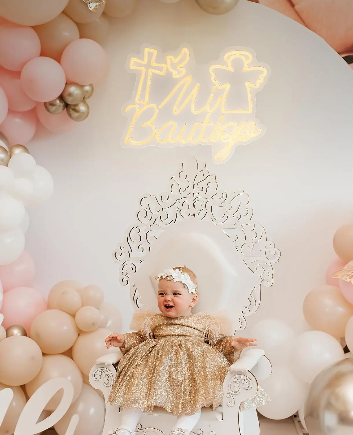 Mi Bautizo Neon Signs for Baptism Decorations USB Dimmable Led Sign for First Birthday Party Baby Shower Room Christmas Decor