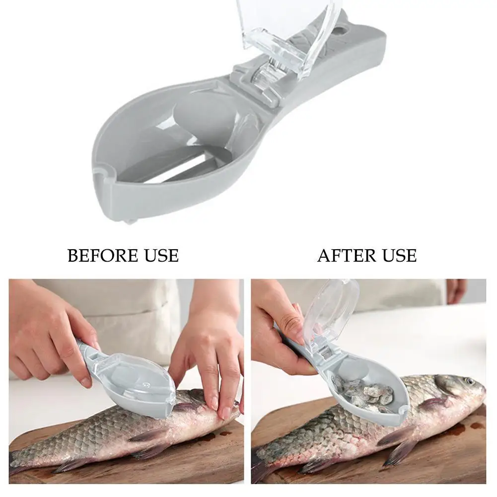 Fish Scale Planner Scraper Seafood Tool Portable Picnic Roast Fish No Odor With Storage Box Cooking Preparation Tools 1 Pcs