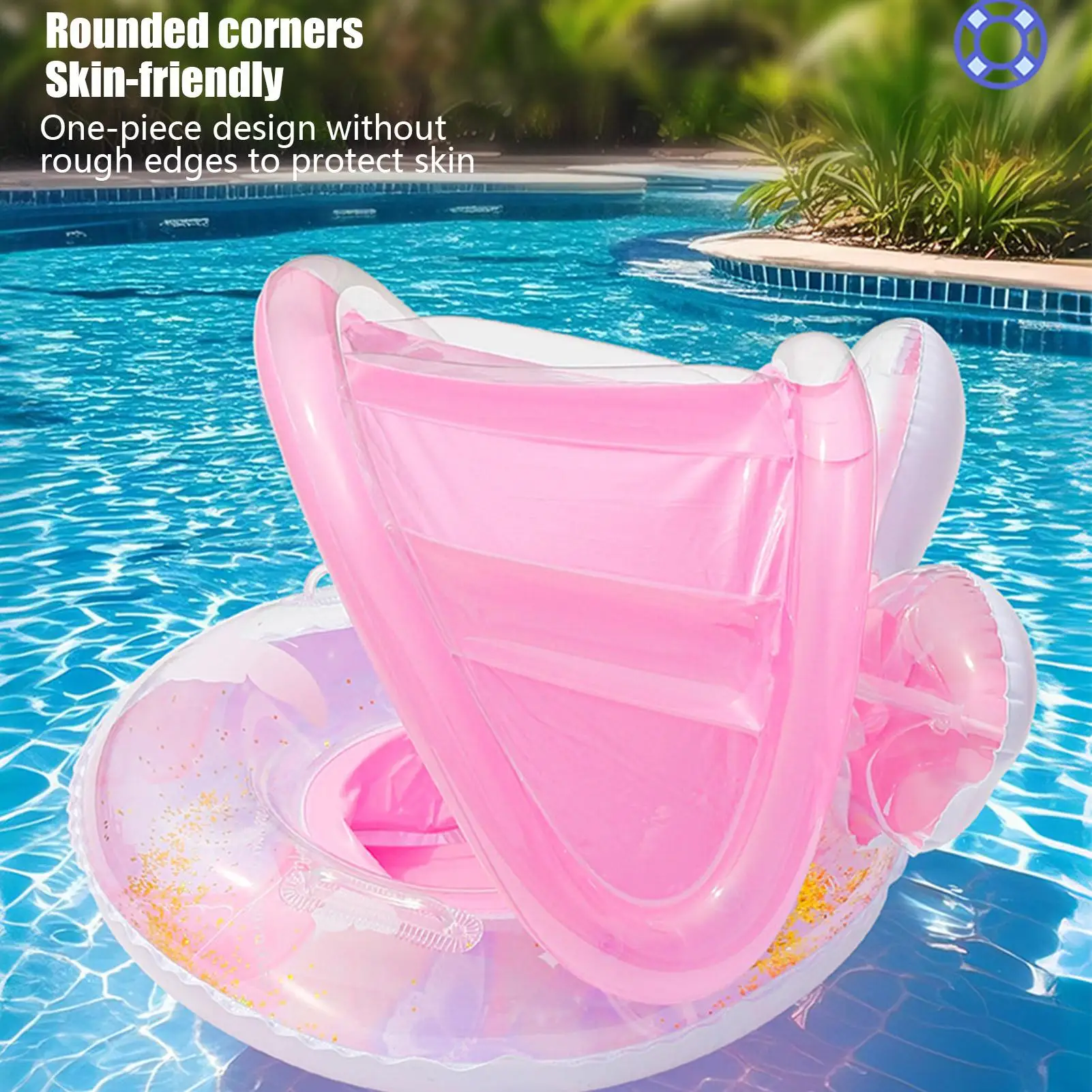 Baby Swim Float With Canopy Sun Protection Pool Baby Float Butterfly Shape Lounge Mat Boat Water Chair For Outdoor Play Swimming