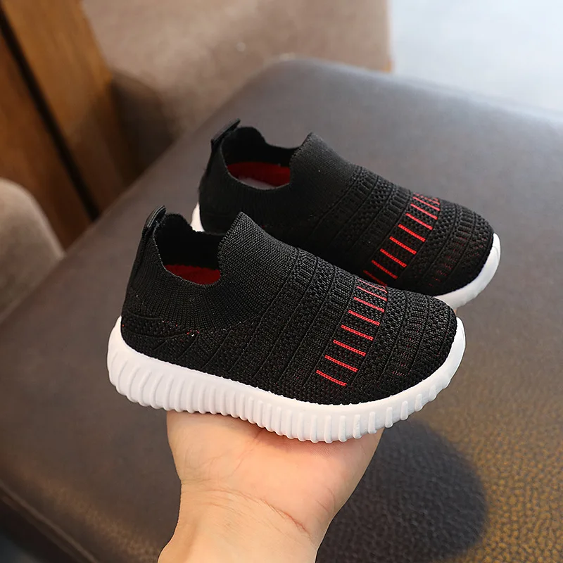 Kids Shoes Solid Color Knitted Breathable Baby Girl Shoes Boys Sneakers Non-slip Student Shoes Children Tennis Shoes