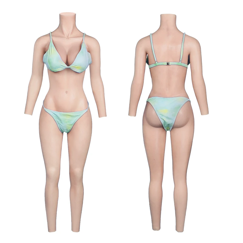 KUMIHO Silicone Bodysuit Breast Forms Transgender Cosplay Silicone Fake Vagina for Men Sissy Full Bodysuit Crossdress C Cup