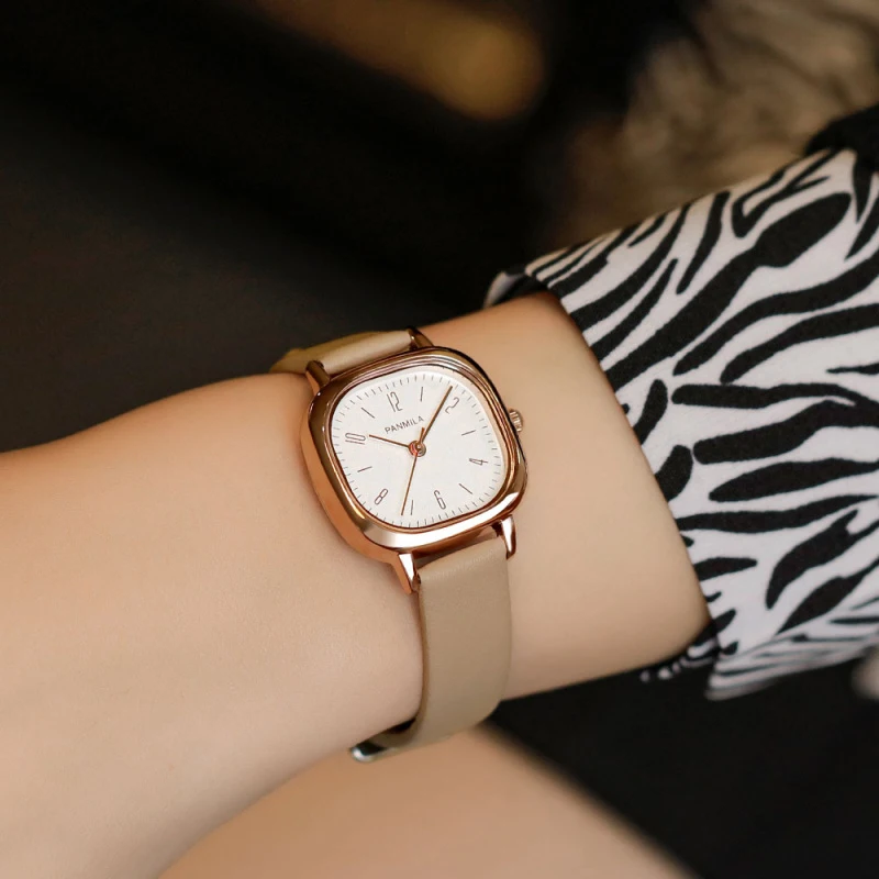 New Exquisite Trendy Quartz Watch Women'S PU Leather Thin Watch Strap Watch Women'S Watch Solid Color Fashion Women'S Clock Gift