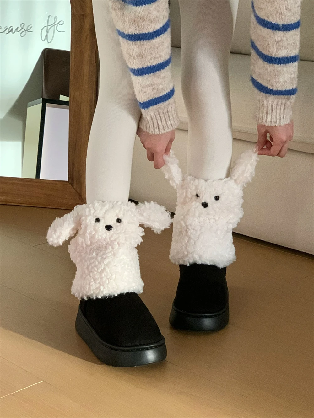 

Soft Cute Teddy Dog Snow Boots Women's Winter Fashion Outdoor Anti-slip Thick Bottom Northeast Cotton Boots Short Tube Korean...